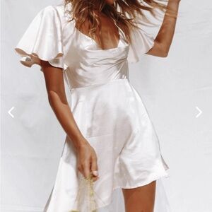 Selfie Leslie Champagne Flutter Sleeve Dress